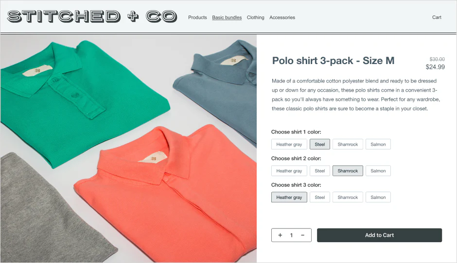 How to sell product bundles on Shopify store showing bundle configuration and pricing