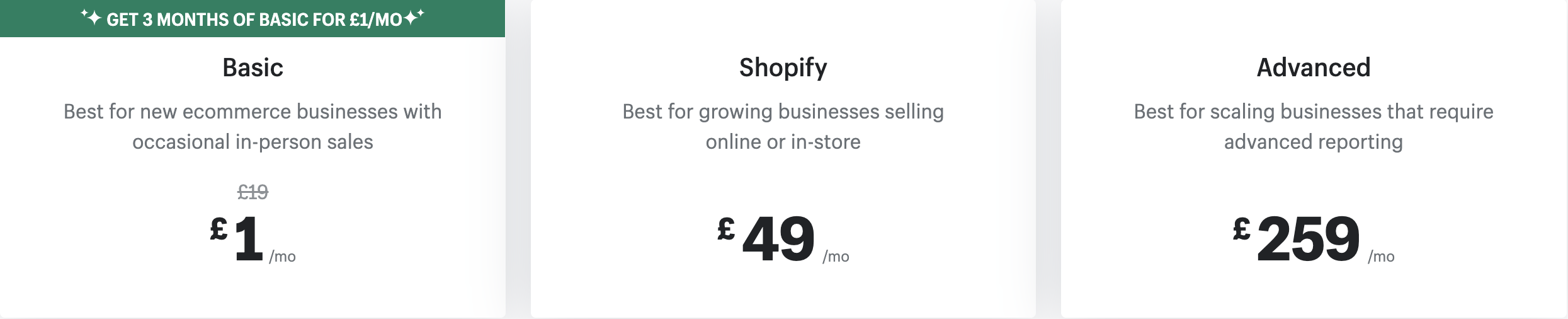 shopify pricing table