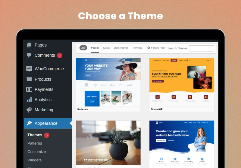 Shopify and WordPress theme selection and design comparison